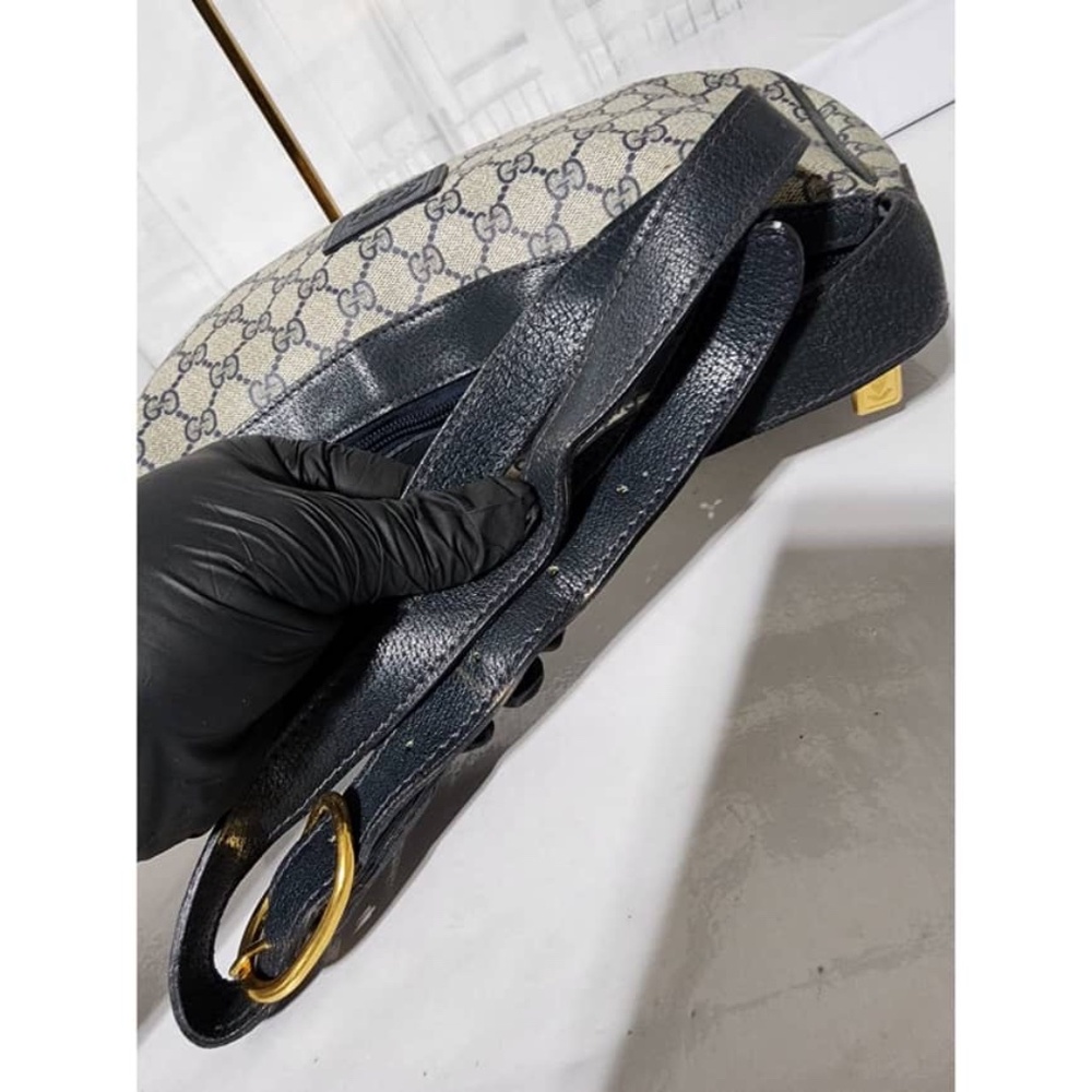 Authentic GUCCI Vintage GG Supreme Canvas Shoulder/Crossbody Bag Beige/Black - Picture 6 of 13